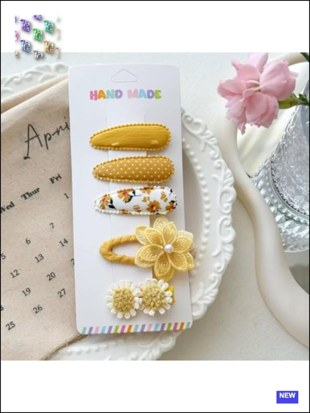 5-Piece Toddler Hair Clips Set with Faux Pearl and Non-Slip Grip